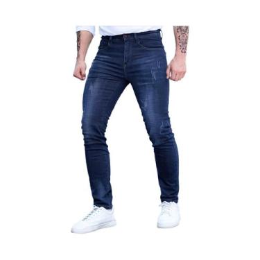 Imagem de Calça Jeans Skinny Vintage Masculina Lavada Primavera Outono Slim Fit 