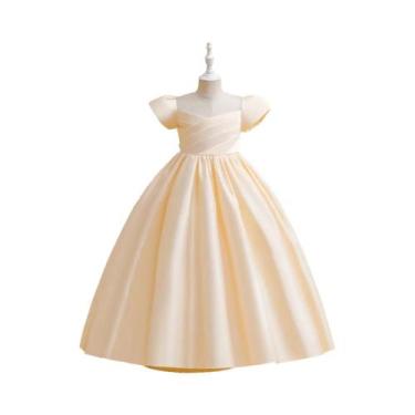 Imagem de Vestido Longo Branco Para Meninas, Elegante Vestido De Dama De Honra P