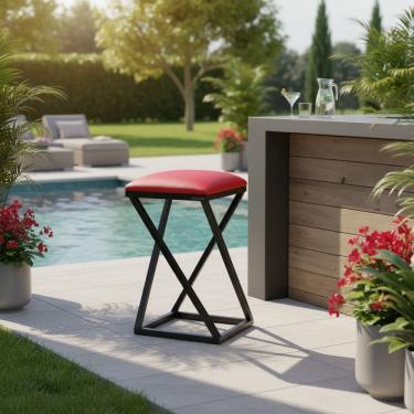 Imagem de Banqueta Banco Banquinho Cozinha Industrial vermelho