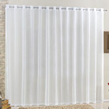 Imagem de Cortina 4 Mts Sala Quarto Voal E Linho Para Varão Branco - 100% Poliéster