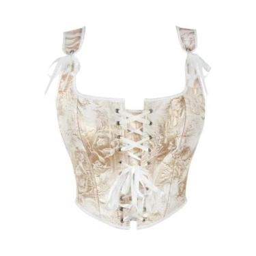 Imagem de Corset Feminino Vintage Overbust Com Cadarço E Barbatanas, Estilo Góti