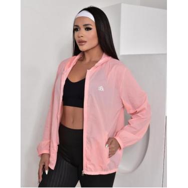 Imagem de Jaqueta corta vento feminina capuz zíper bolso ultra leve - D&A, Rosa 