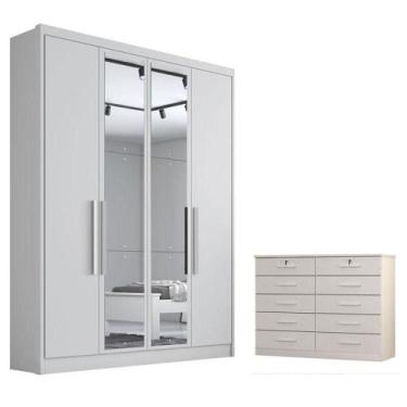 Imagem de Guarda Roupa Solteiro Sevilha Com Espelho E Gaveteiro Milão Com Chave 