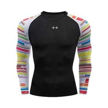 Imagem de Camiseta De Compressão Masculina De Manga Longa Para Academia, Dry Fit