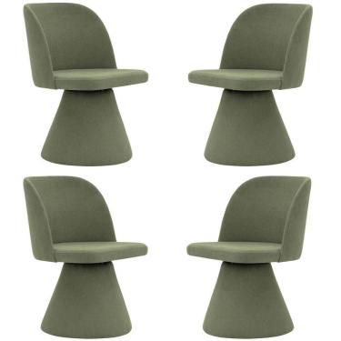 Imagem de Kit 04 Cadeiras De Jantar Base Fixa Liz Linho Verde - Nexta Casa