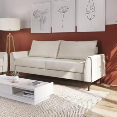 Imagem de Sofá Living Bienna 3 Lugares Estrutura e Pés em Eucalipto Tecido Linho