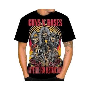 Imagem de Camiseta Masculina Oversized Vintage Guns N Roses Com Estampa 3D, Gola