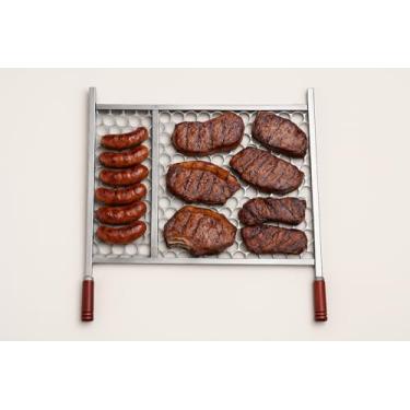 Imagem de Grelha moeda churrasco Galvanizada cabo de madeira (50x60)