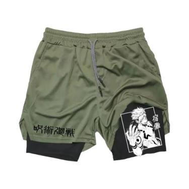 Imagem de Shorts De Treino Masculinos De Verão 2 Em 1 Com Dupla Camada Para Acad