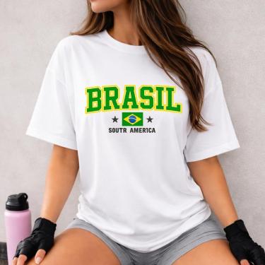 Imagem de Camiseta Oversized Feminina Estampada Brasil Conforto Estilo-Feminino