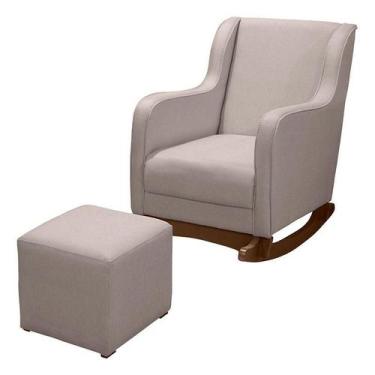 Imagem de Poltrona Amamentação Aquila Plus com Puff Linho Bege - Fratello