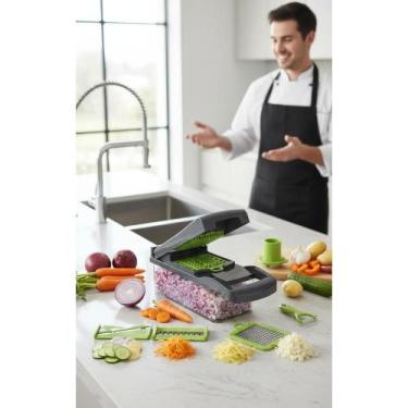 Imagem de Cortador Legumes 14 em 1 Ralador Mandoline Aço Inox Cinza - Congratula