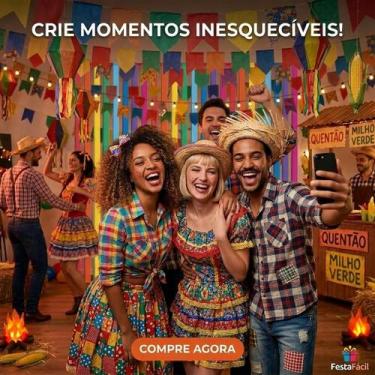Imagem de Cortina de Fitas TNT 1m x 1,8m Festa Junina Arraia Decoração - Regina 