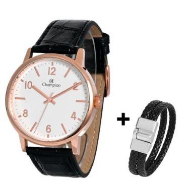 Imagem de Relogio Champion Couro Masculino Original Prova D'agua