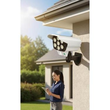 Imagem de Câmera Falsa Segurança Solar LED Movimento Externa Branca - Congratula