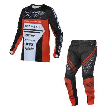 Imagem de Kit Motocross Adulto Pro Tork Brave Camisa + Calça, VERMELHO, GG - 38