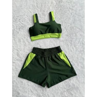Imagem de Conjunto Fitness Short e Top bojo Removivel Roupa Academia - PIJAMAS V