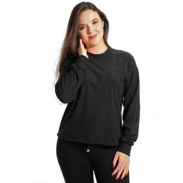Imagem de Blusa Feminina Peletizada Canelada Manga Longa com Elastico na Barra -