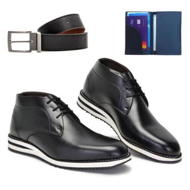 Imagem de Bota Social Casual Oxford Derby + Carteira e Cinto - Cwb, Preto, 44, M
