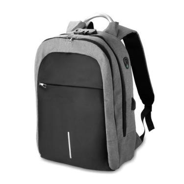 Imagem de Mochila Notebook 15.6 Saída USB Cadeado Engate para Mala Cinza - Desem