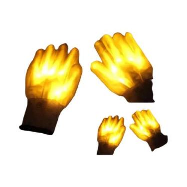 Imagem de Luvas De LED Neon Luminosas Com Caveira Piscante Para Festa De Hallowe