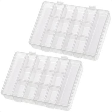 Imagem de Kit 2 Caixa Box Organizador 14 Divisória Costura Pesca Jóias - ShopCar