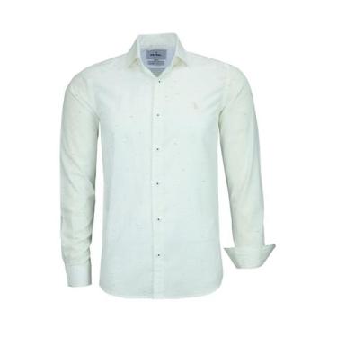Imagem de Camisa Social Masculina Amil Manga Longa Slim Viscose 1926, Off, White
