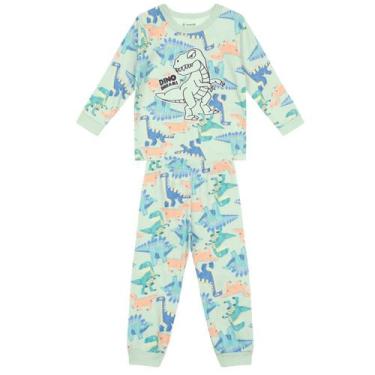 Imagem de Pijama infantil menino dinossauro brilha no escuro Brandili, 10, Azul