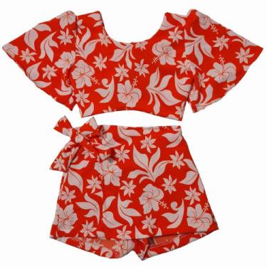 Imagem de Conjunto Short Saia Cropped Amarração Roupa Infantil Menina - 2L Kids,