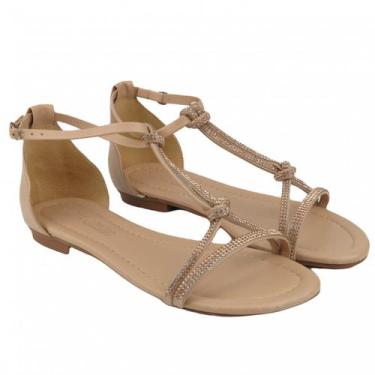 Imagem de Sandália Rasteira Marina Carvalho, Bege, 35