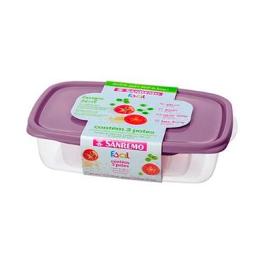 Imagem de Conjunto de Potes Retangulares Plástico Fácil Açaí 3pçs - Sanremo, Rox