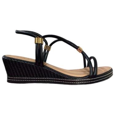 Imagem de Sandalia Via Scarpa Anabela Tira Elastica Feminino, Preto, 37