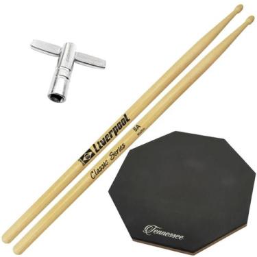 Imagem de Baquetas Liverpool 2B 5A 5B 7A Classic Marfim + Pad Bateria 12 Polegad