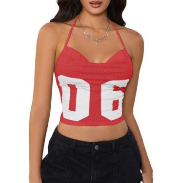Imagem de Camiseta regata MakeMechic Y2k sem encosto estampada laranja feminina