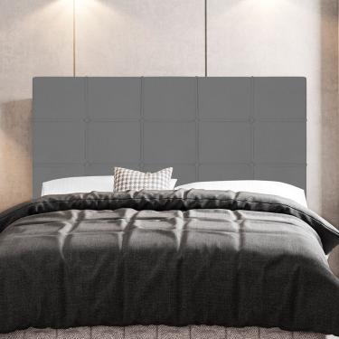 Imagem de Cabeceira Cama Box King Size Leiria 195cm na Parede Madeira Maciça Estofada Suede Cinza Abmaza