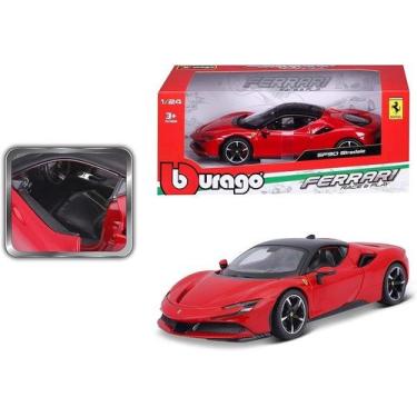 Imagem de Ferrari SF 90 Stradade - Race + Play 20 Cm Metal Vermelho 1/24 - Burag