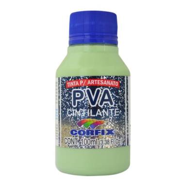 Imagem de Tinta Pva Cintilante 100ml Corfix p/ Mdf Gesso Verde Hortela