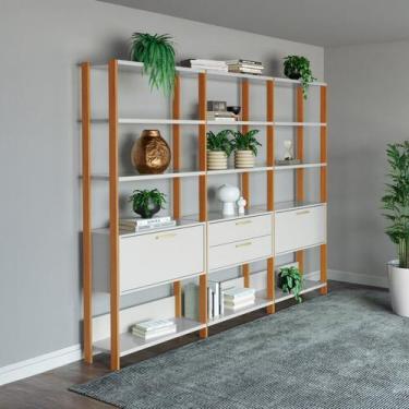 Imagem de Estante de Livros 100% MDF 216CMX185CM Estantes 3 Unidades Dalla Branc