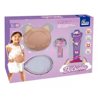 Imagem de Kit De Beleza Infantil Bolsinha Redonda Gatinho Rosa Fenix