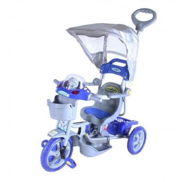 Imagem de Triciclo com capota e.t. azul com luz e som passeio bel fix