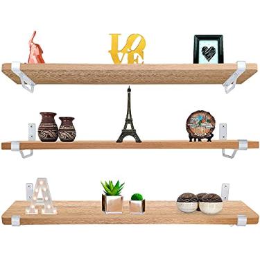 Imagem de Kit Jogo 3 Prateleiras De Parede Zurique Mdf 60cm x 15cm Branca/Jade