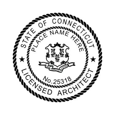 Imagem de Carimbo de autotinta, carimbo de arquiteto, carimbo de borracha, carimbo personalizado, carimbo de arquiteto para estado de Connecticut