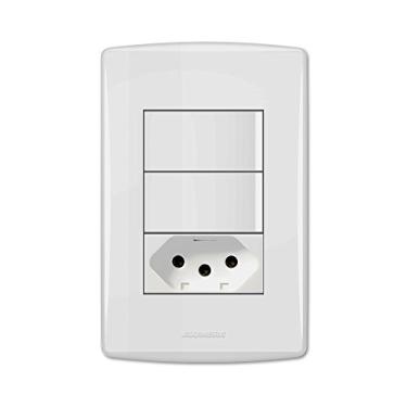Imagem de Conjunto com 2 Interruptores Simples e 1 Tomada 2P+T com Placa 4X2, Alumbra, Siena 6086, Branco