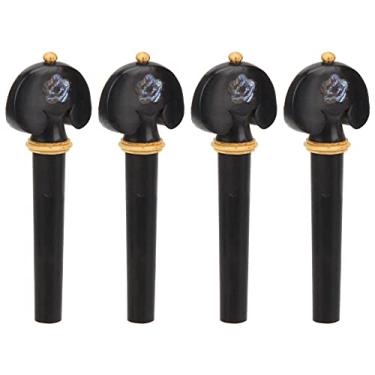 Imagem de Pegador de afinação de violino, 4 peças, flor esculpida à mão, acessórios de instrumentos musicais de madeira de ébano com sensação confortável (concha de balone)