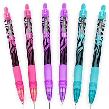 Imagem de Caneta esferográfica Zebra Z-Grip Smooth – 1,0 mm – Chama Funky – barril listrado – azul, rosa, violeta – Pacote com 6