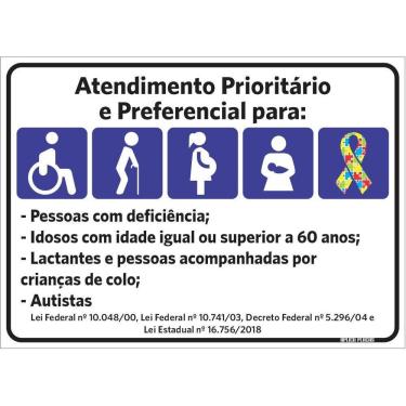 Imagem de Placa Atendimento Prioritário E Preferencial Autismo - Lei 10.048