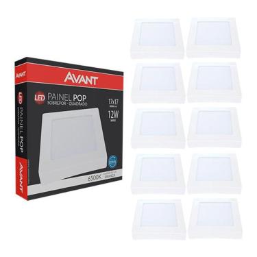 Imagem de Kit 10 Painel Plafon Led De Sobrepor Quadrado 17cm 12w 6500k Bivolt Emissão De Luz Branca Avant