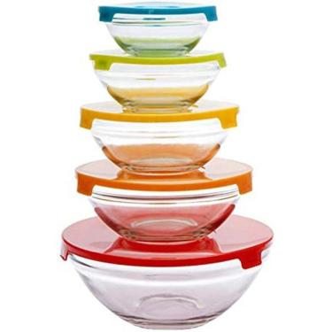 Imagem de Kit Tigelas Pequenas Vidro Com Tampa Casa Ambiente 5 Peças