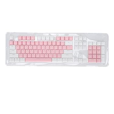 Imagem de Conjunto de teclas personalizado, Interessante DIY PBT Keycaps Kit Incluindo 104 Teclas Teclas de teclado mecânico com interruptor retroiluminado translúcido em dois tons Rosa e Branco (Rosa Branco)
