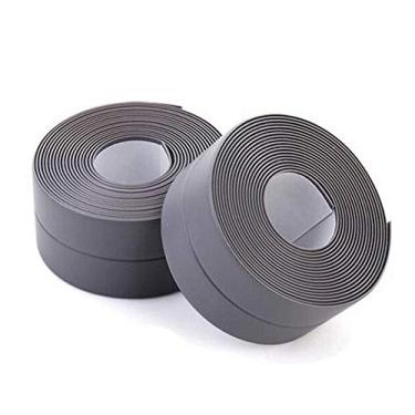 Imagem de 2 pacotes de fita adesiva de calafetagem de parede para banheira autoadesiva de polietileno à prova d'água para selagem de calafetina para cozinha banheiro chuveiro parede de banheiro canto 38 mm x 3,2 m (cinza)